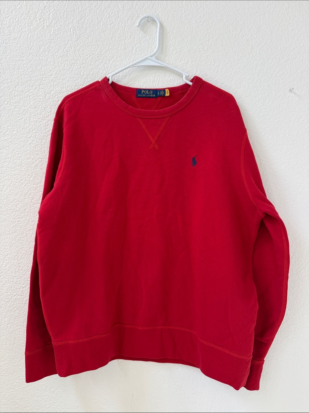 Polo by Ralph Lauren Red Crewneck Sweatshirt with Navy Pony Logo